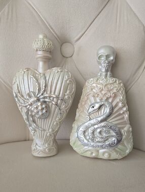 Michaels Ashland Pearlescent White & Silver Heart & Snake Decorative Bottles